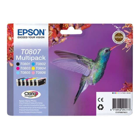 Cartucho de tinta Epson T0807 Pack de 6 Cartuchos de Tinta