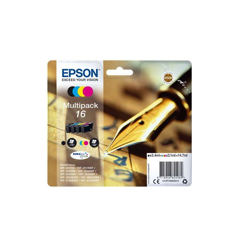 Cartucho de tinta Epson T1626 Pack de 4 Cartuchos de Tinta