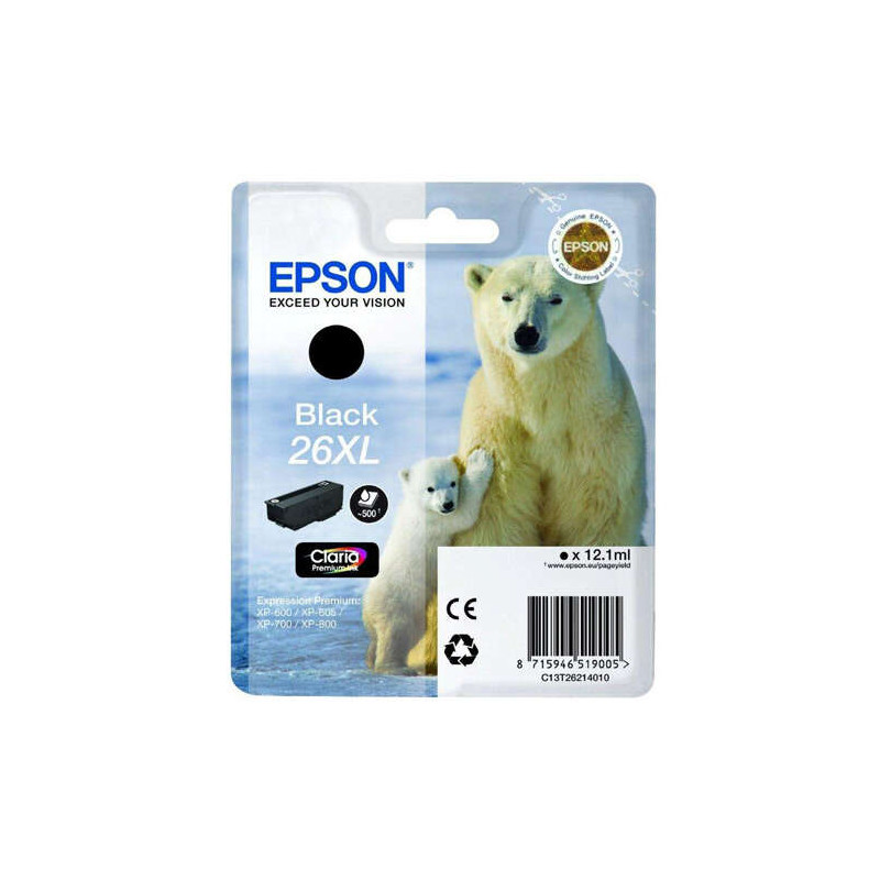Cartucho de tinta Epson T2621 (26XL) Negro Original - 25,63€