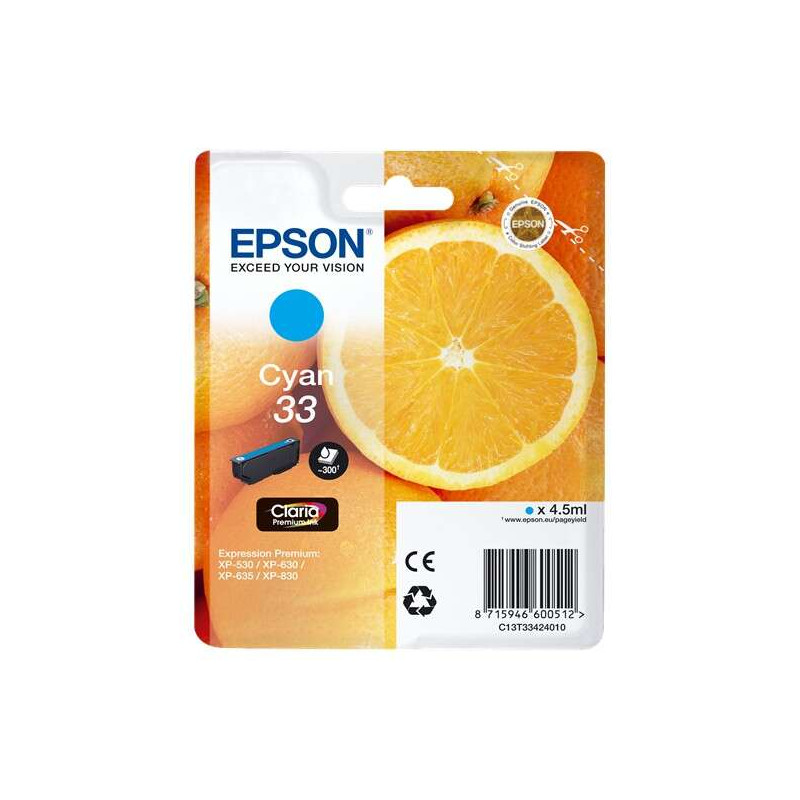 Cartucho de tinta Epson T3342 (33) Cyan Original - 14,08€