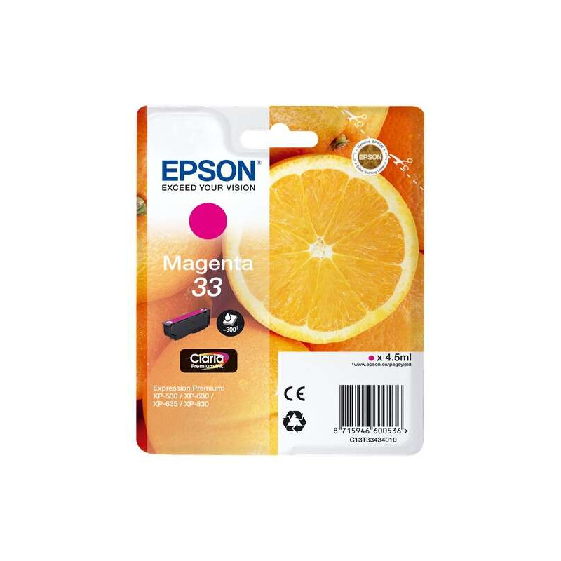 Cartucho de tinta Epson T3343 (33) Magenta Original - 14,08€