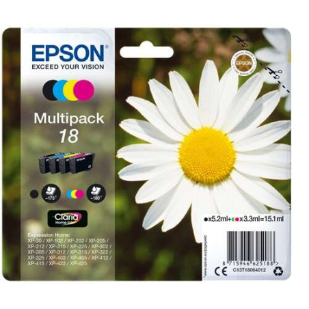 Cartucho de tinta Epson T1806 (18) Pack de 4 Cartuchos de