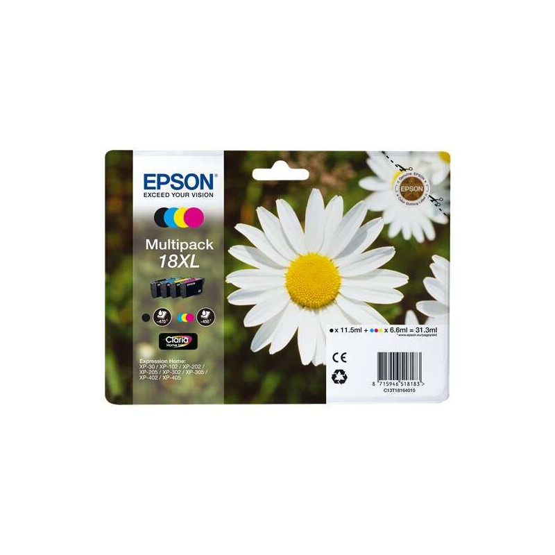 Cartucho de tinta Epson T1816 (18XL) Pack de 4 Cartuchos de