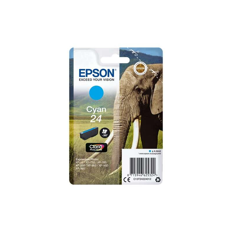 Cartucho de tinta Epson T2422 (24) Cyan Original - 12,35€