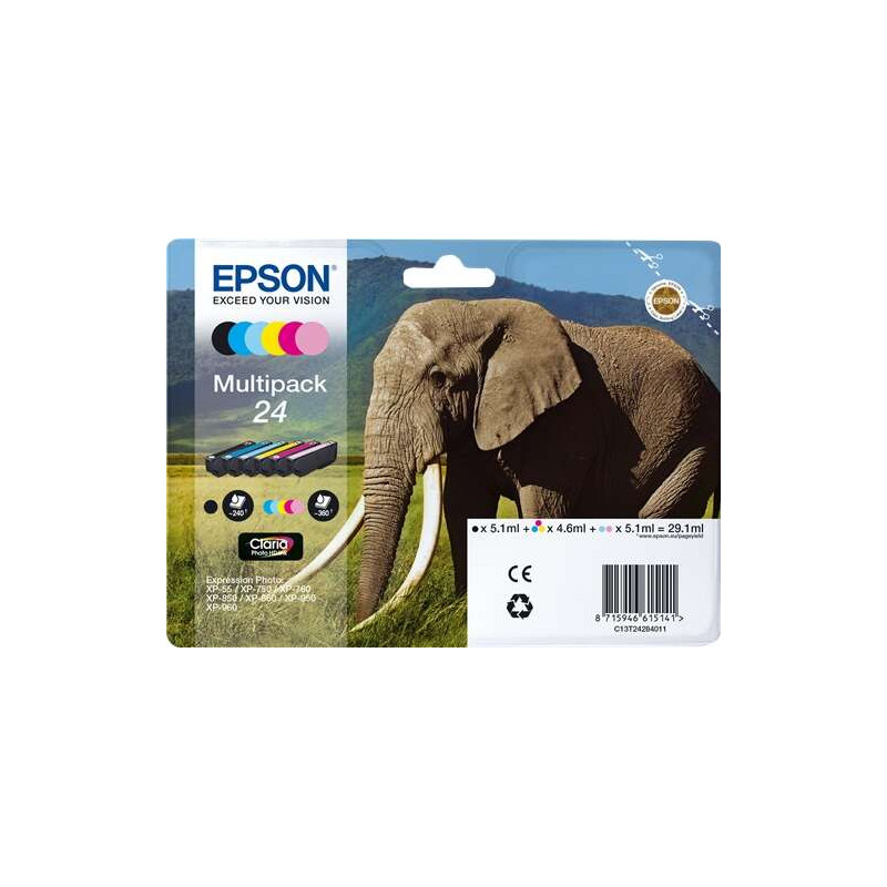 Cartucho de tinta Epson T2428 (24) Pack de 6 Cartuchos de