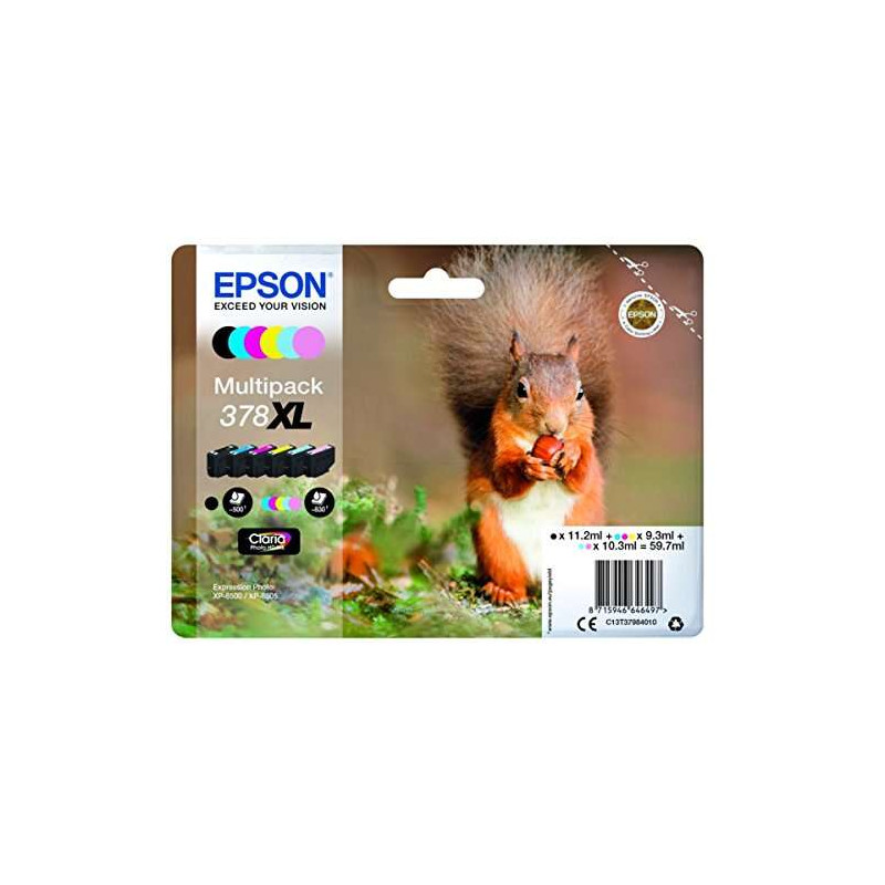 Cartucho de tinta Epson 378XL Pack de 6 Cartuchos de Tinta