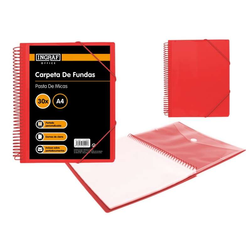 Ingraf Carpeta 30 Fundas A4 + Sobre con Broche - 4,11€