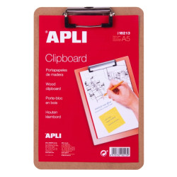 Apli Carpeta Portapapeles con Base de Madera y Pinza