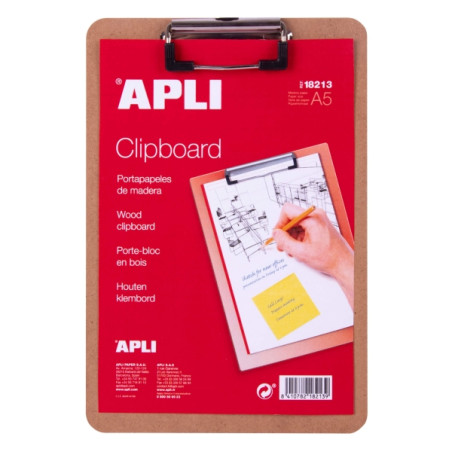 Apli Carpeta Portapapeles con Base de Madera y Pinza