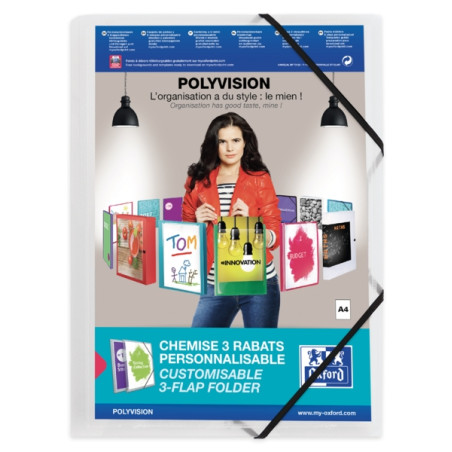Oxford Polyvision A4+ Carpeta de Gomas 3 Solapas