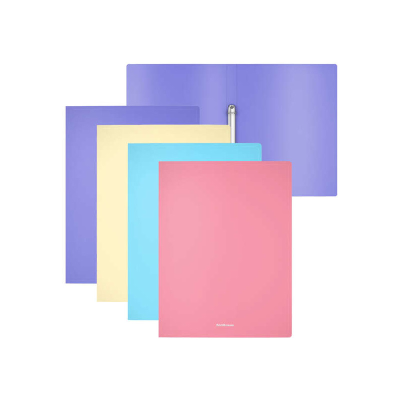 ErichKrause Matt Pastel Pack de 4 Carpetas con 2 Anillas de 24mm Tamaño A4