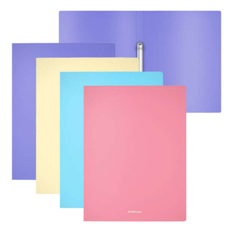 ErichKrause Matt Pastel Pack de 4 Carpetas con 2 Anillas de 24mm Tamaño A4