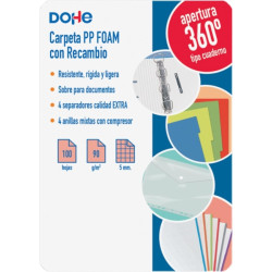 Dohe Colour Vibes Polyfoam Carpeta de 4 Anillas Mixtas de 35mm A4 Recambio 100 Hojas Cuadricula 5mm
