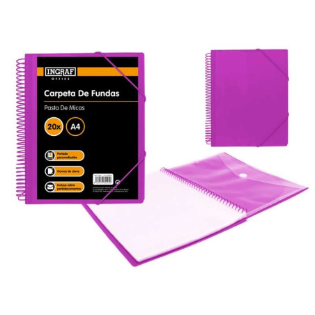 Ingraf Carpeta 20 Fundas A4 + Sobre con Broche