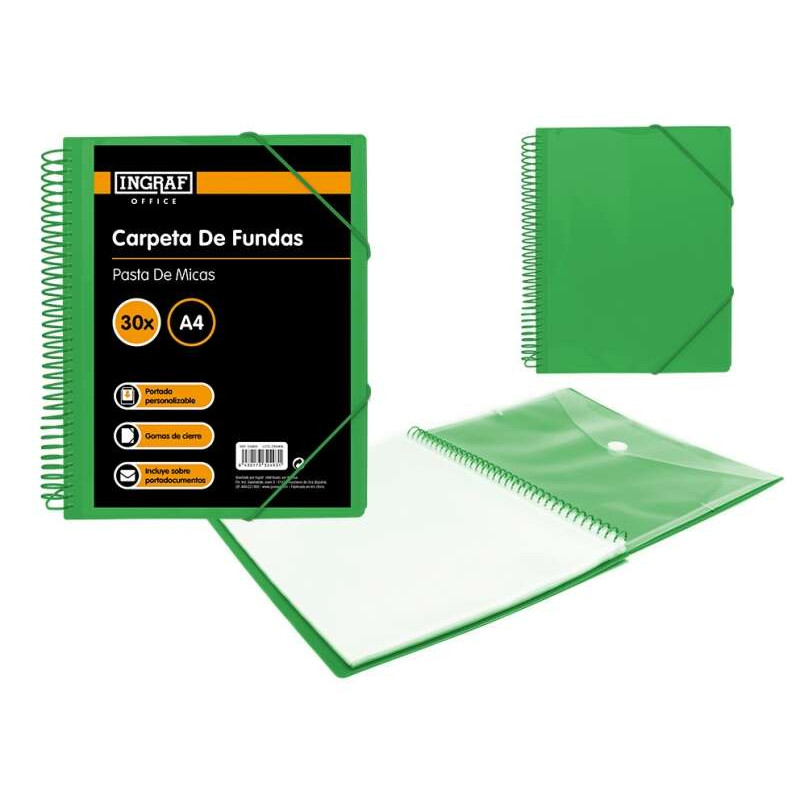 Ingraf Carpeta 30 Fundas A4 + Sobre con Broche