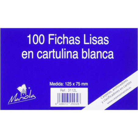 Mariola Pack de 100 Fichas Lisas Nº2 para Fichero - 1,40€