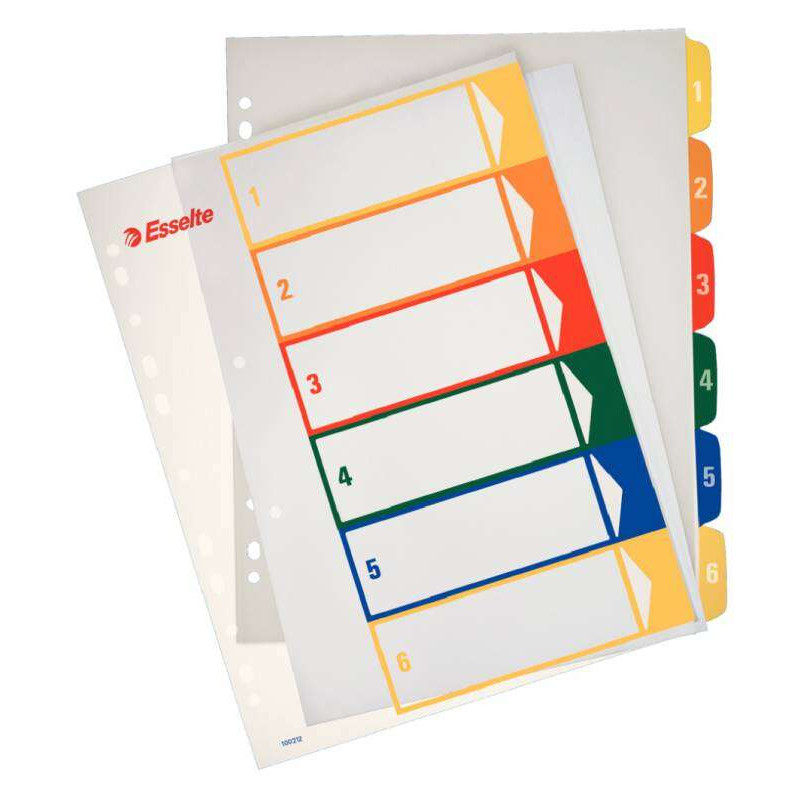 Esselte Indice Proyectos Imprimibles Tipo 1-6 Multicolor 