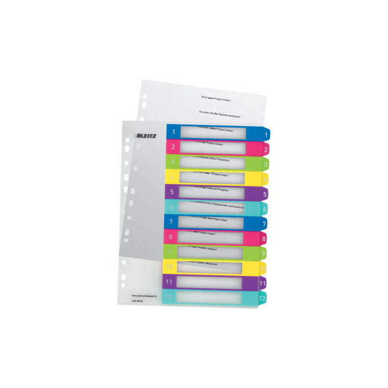 Leitz WOW Indice de Plastico Imprimible Multicolor 12