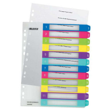 Leitz WOW Indice de Plastico Imprimible Multicolor 12