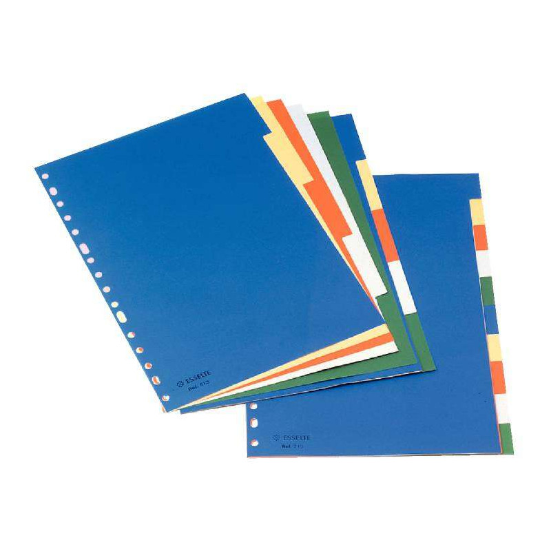 Esselte Separadores Plastico A4 con Cartulina Indice Blanco Negro