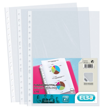 Elba Pack de 10 Fundas Multitaladro PP 90 Micras