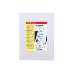 ErichKrause Fizzy Clear Pack de 100 Fundas Multitaladro A4 30mic