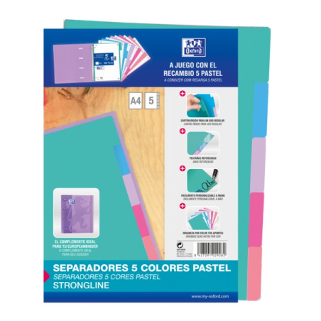 Oxford Strongline A4 Separadores 5 Posiciones (25u.)
