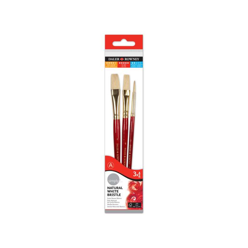 Daler-Rowney Daler Rowney Simply Pack de 3 Pinceles de Pelo